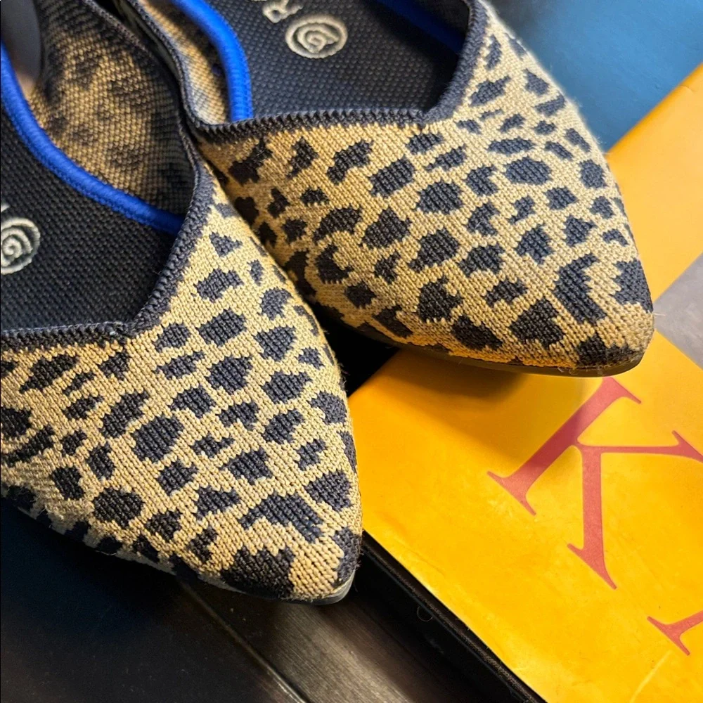 Rothy's Black and Tan Leopard Flats pointy toe - Picture 6 of 7